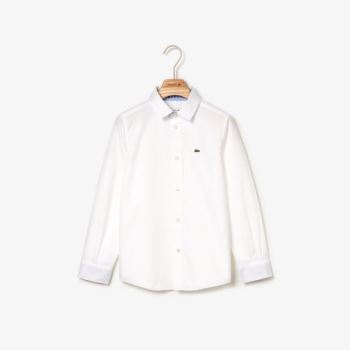 Lacoste Button-Down Oxford Shirt Dětské - Šortky Bílé | CZ-55a1fi